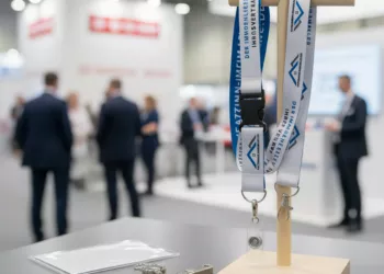 Personalisierte Lanyards in verschiedenen Farben.